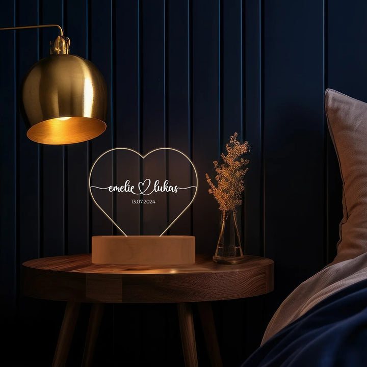 Personalisiertes Herz Glowlight "Namen & Datum" famwalls