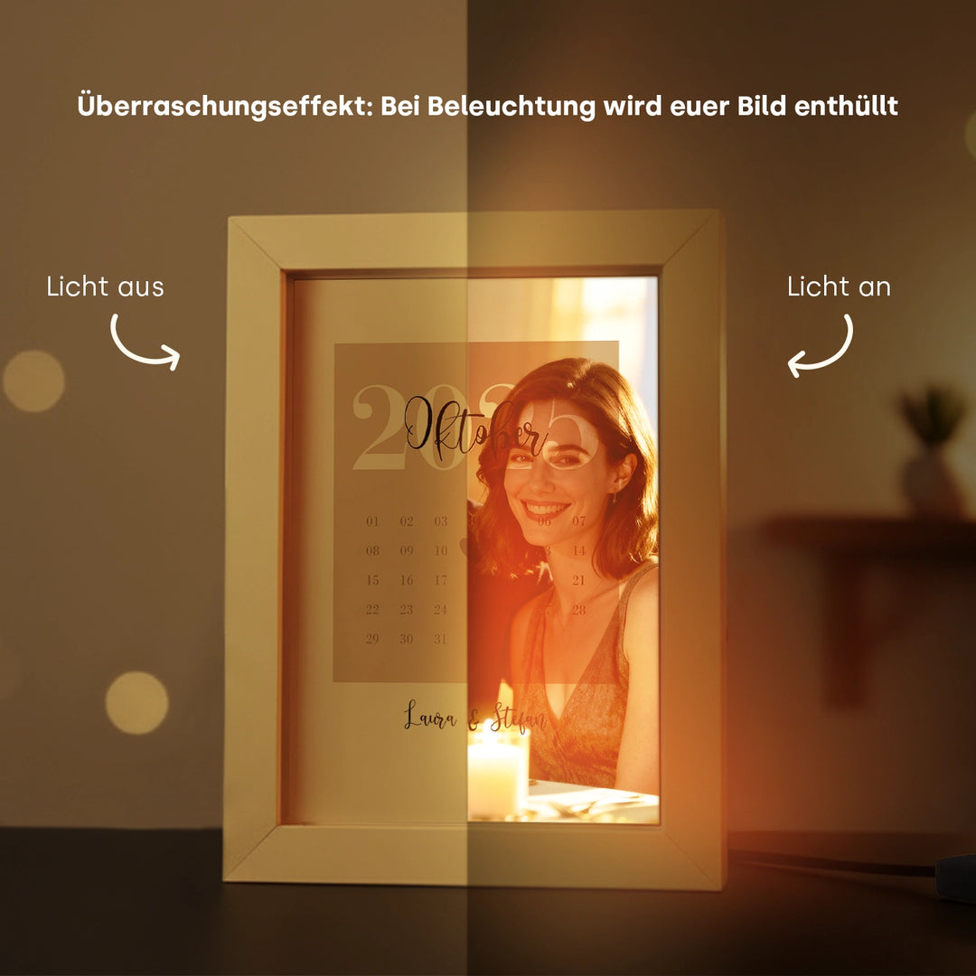 LED Bilderrahmen mit personalisiertem Bild "Our Special Date"