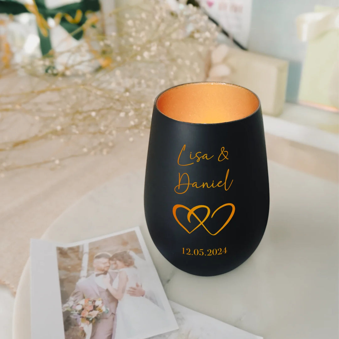 Personalisiertes Windlicht "Namen & Herzen"