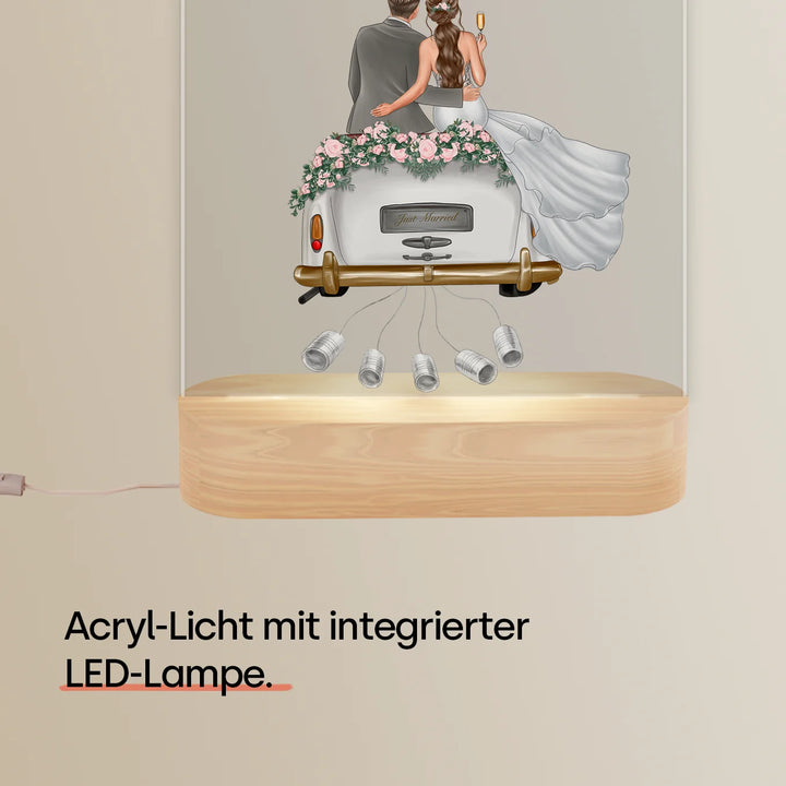 Personalisiertes Acryl-Licht "Just Married" | Nachtlicht, Dekolicht, Glowlight