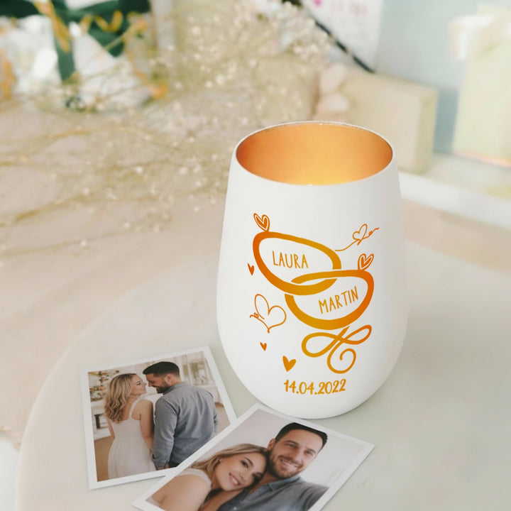 Personalisiertes Windlicht "Ringe"