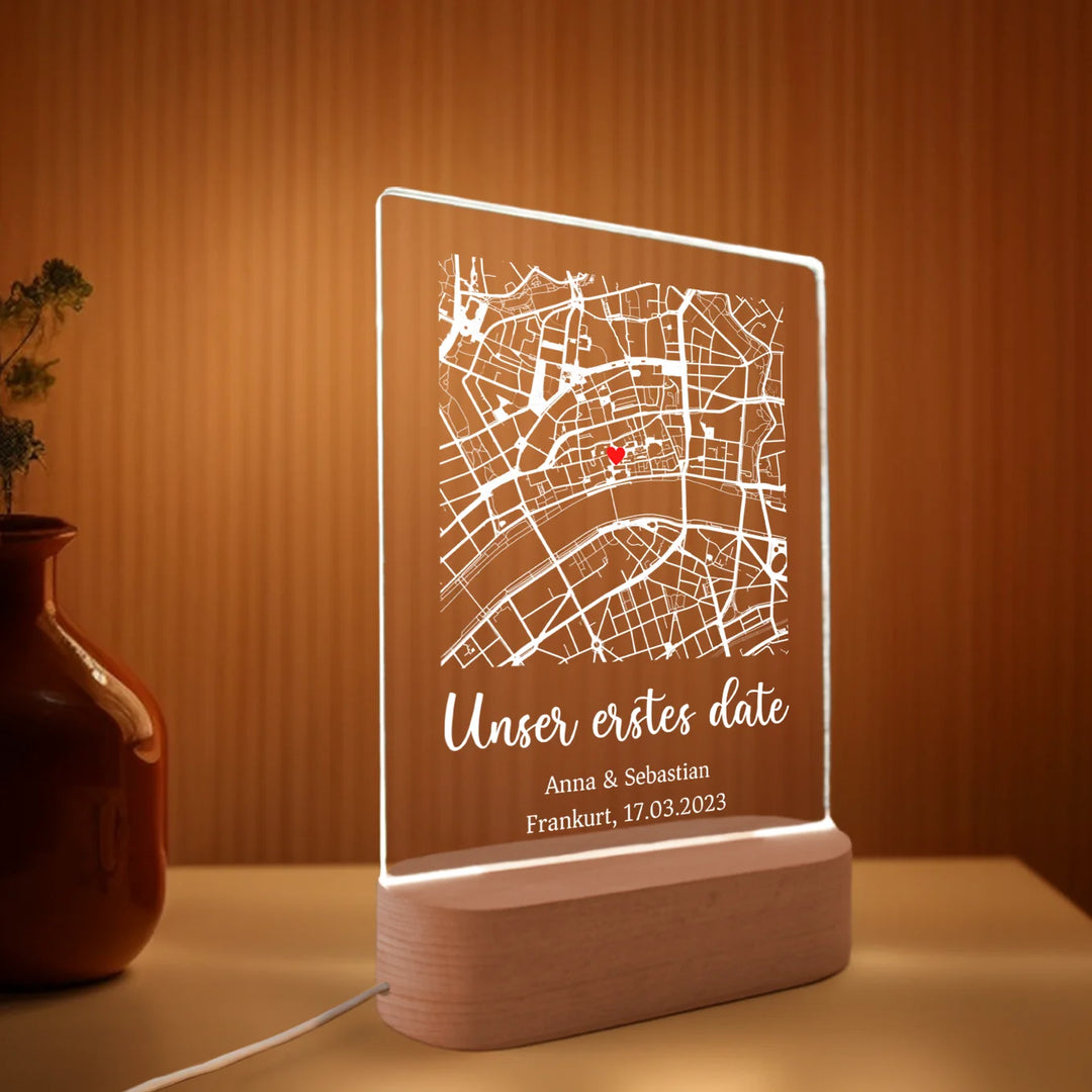 Personalisiertes Acryl-Licht "Herzensort" | Nachtlicht, Dekolicht, Glowlight