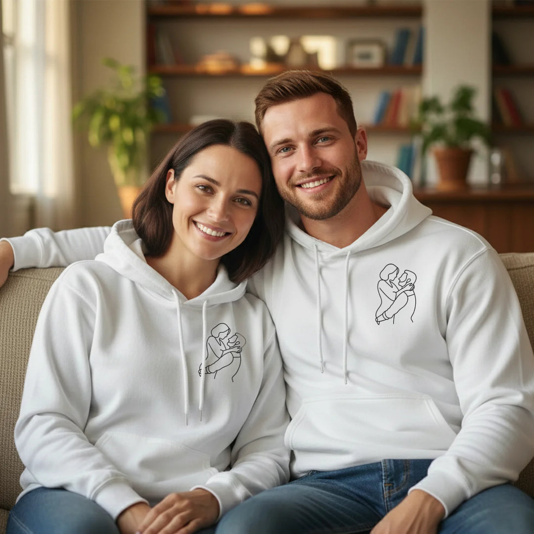 Personalisierter Hoodie "Pärchen Line Art"