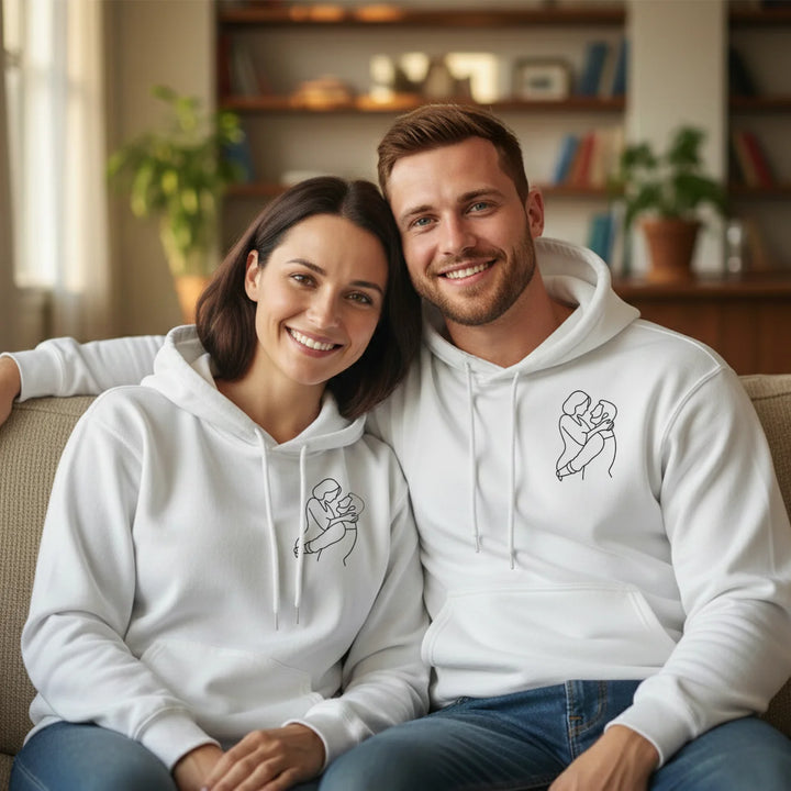 Personalisierter Hoodie "Pärchen Line Art"