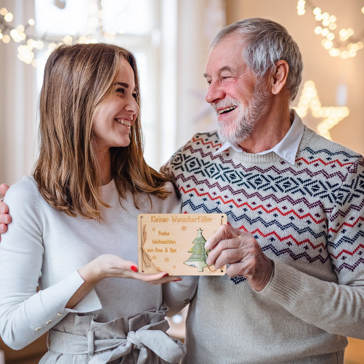 Personalisiertes Geldgeschenk Holzkarte "Wunscherfüller"