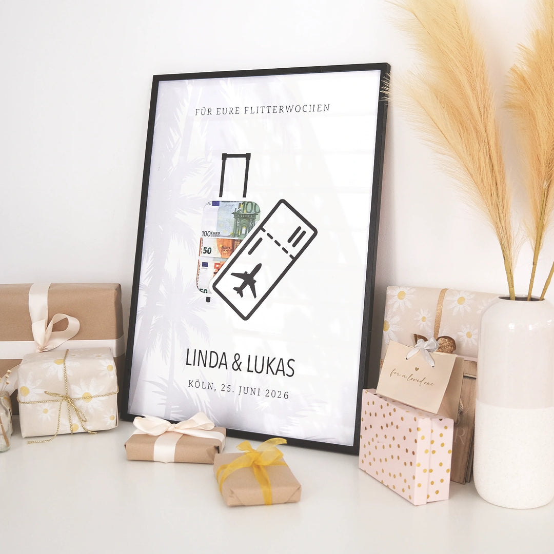 Personalisiertes Geldgeschenk zur Hochzeit "Flitterwochen"