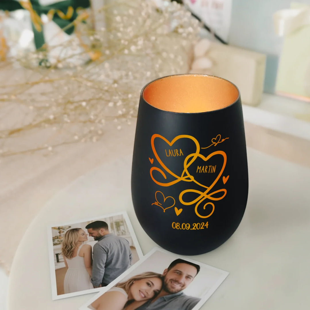 Personalisiertes Windlicht "Herzen"