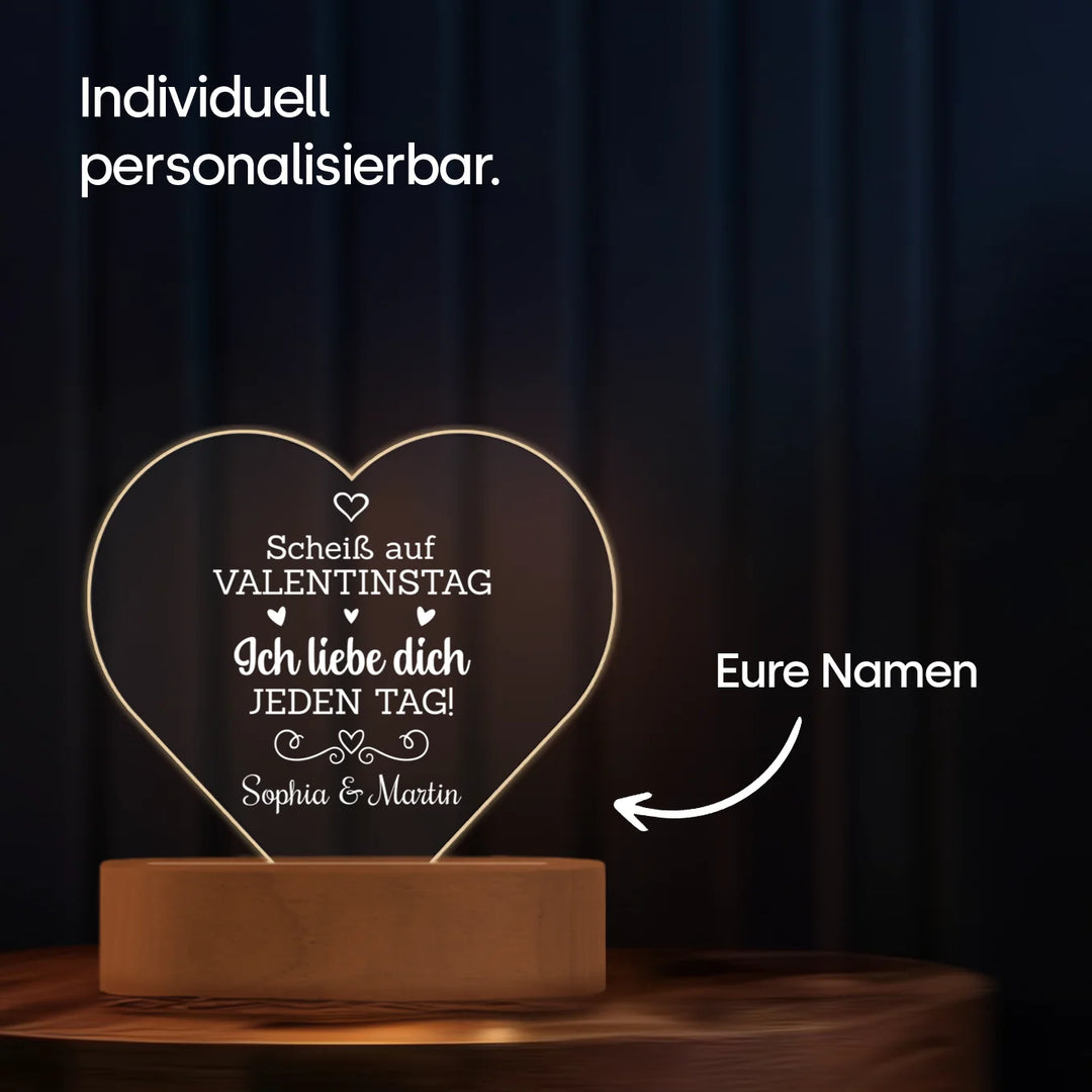 Personalisiertes Herz Acryl-Licht ''Valentinstag'' | Nachtlicht, Dekolicht, Glowlight