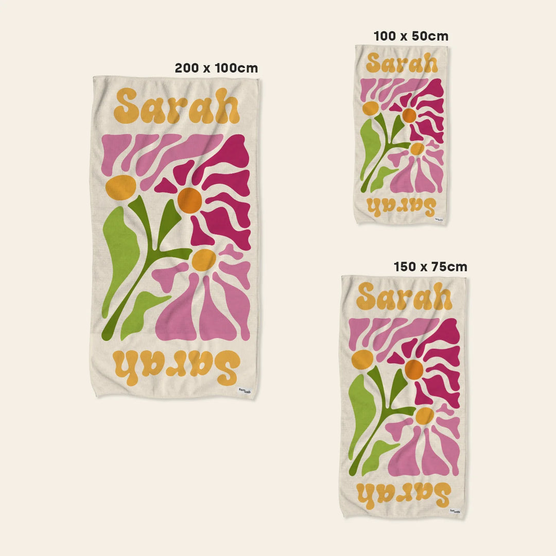 Personalisiertes Badehandtuch "Blumen"