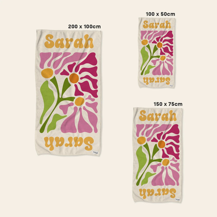 Personalisiertes Badehandtuch "Blumen"