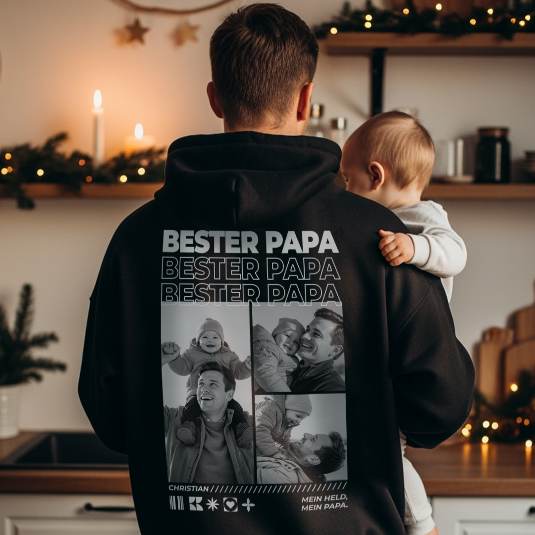Personalisierter Hoodie mit Fotos "Papa"