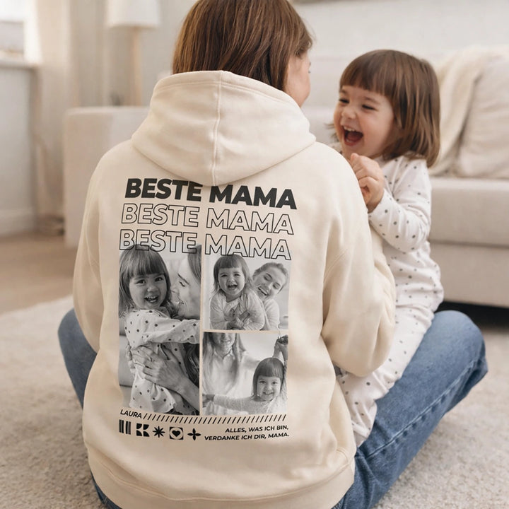 Personalisierter Hoodie mit Fotos "Mama"
