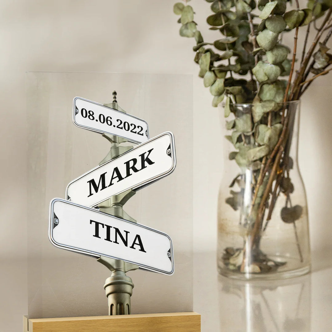 Acrylic glass ''Vintage street sign for couples''