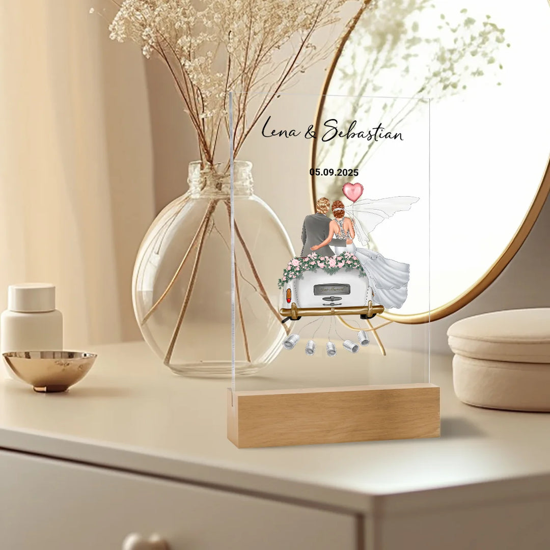 "Just Married" - Personalisierte Acryltafel als Geldgeschenk