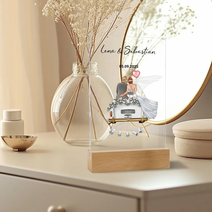 "Just Married" - Personalisierte Acryltafel als Geldgeschenk