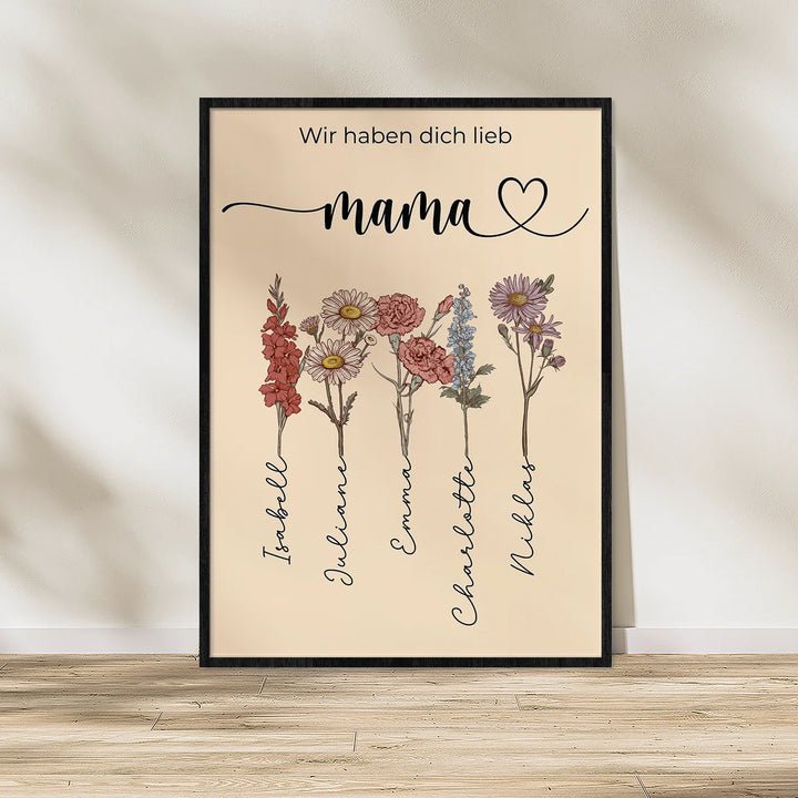 Personalisiertes Poster "Blumen für Mama"