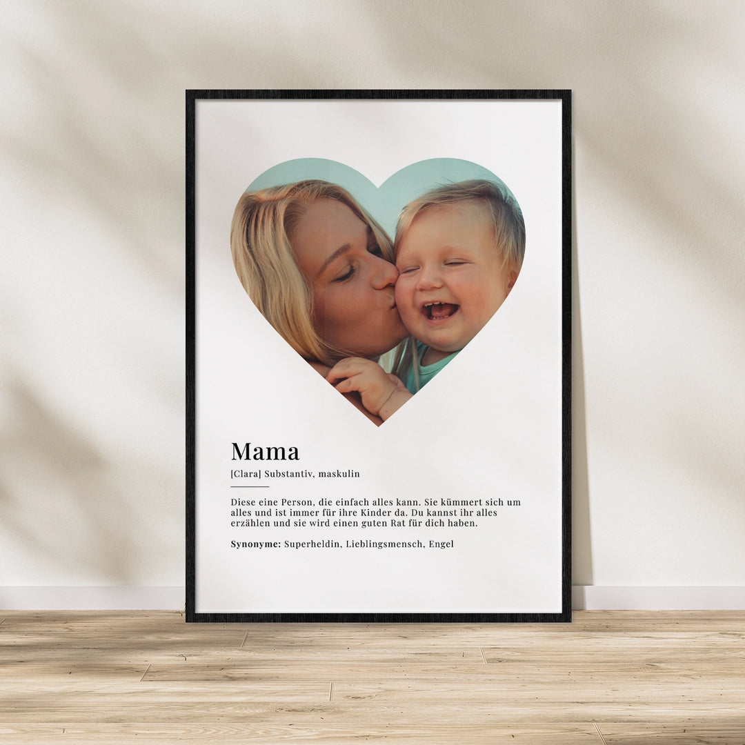 Fotoposter "Mama Definition" in Herzform