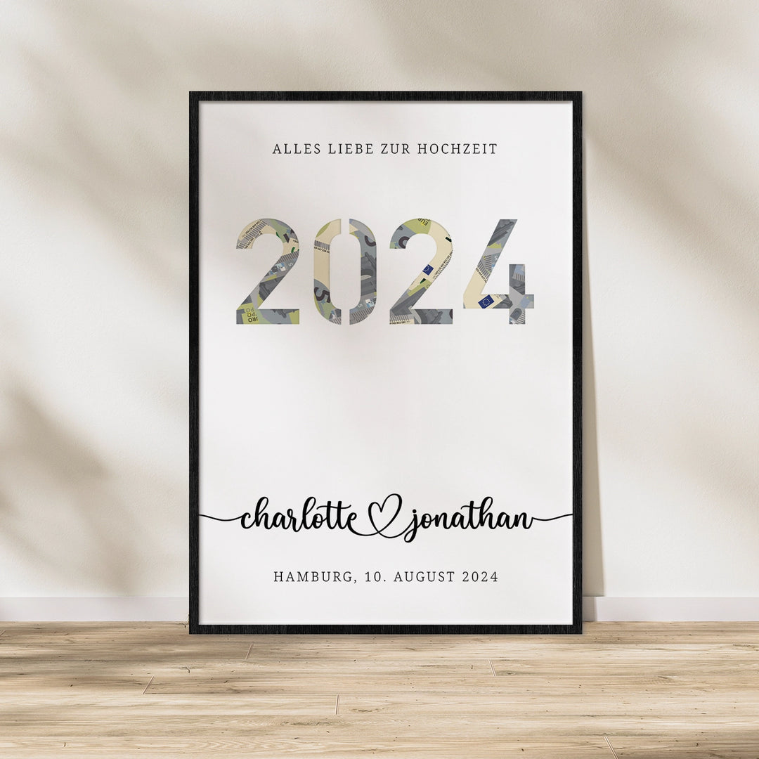 Personalized money gift for wedding "2024"