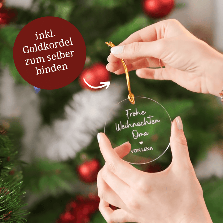Christmas tree pendant round ''Your desired text''