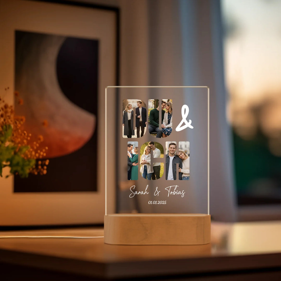 Personalisiertes Acryl-Licht "Du & Ich" | Nachtlicht, Dekolicht, Glowlight