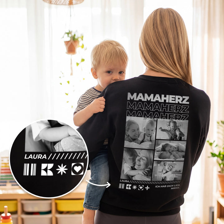 Personalisierter Sweater "Mama" mit Fotos