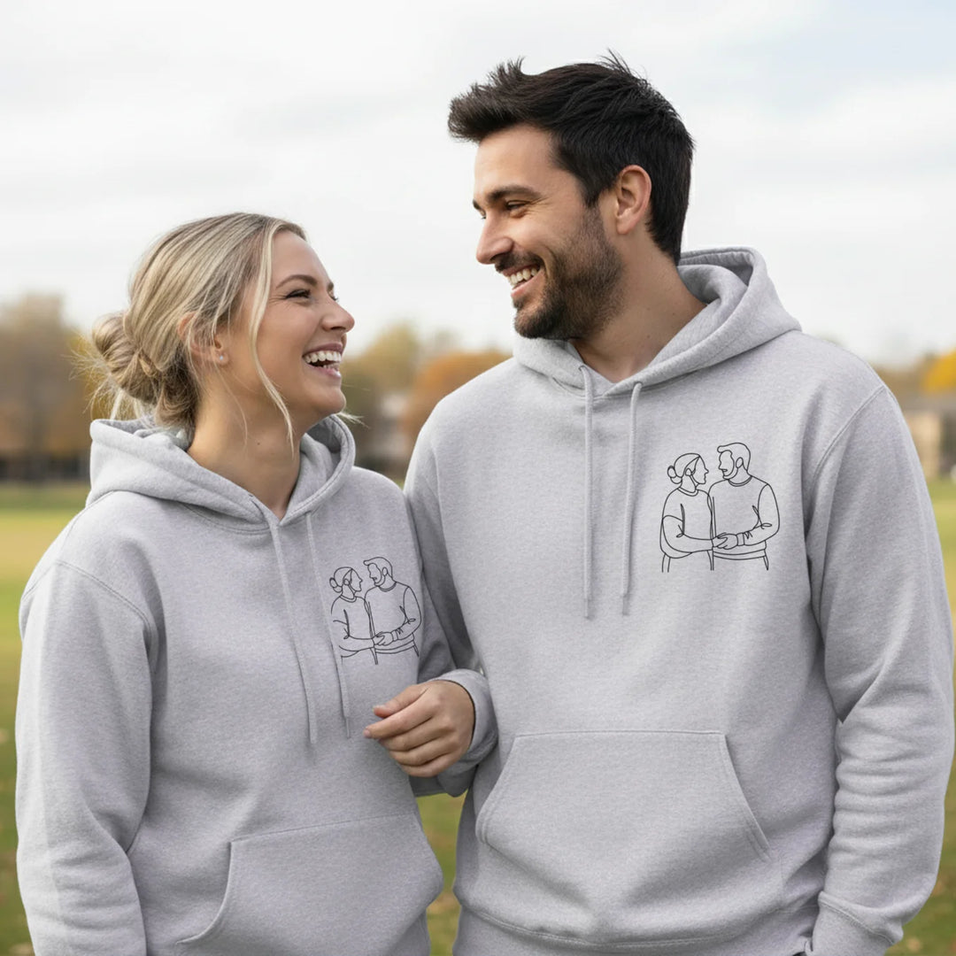 Personalisierter Hoodie "Pärchen Line Art"