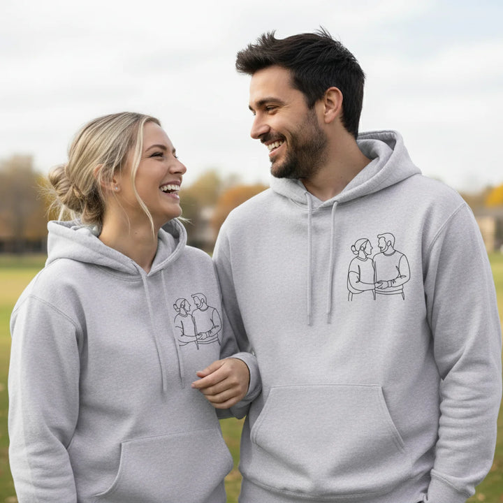 Personalisierter Hoodie "Pärchen Line Art"