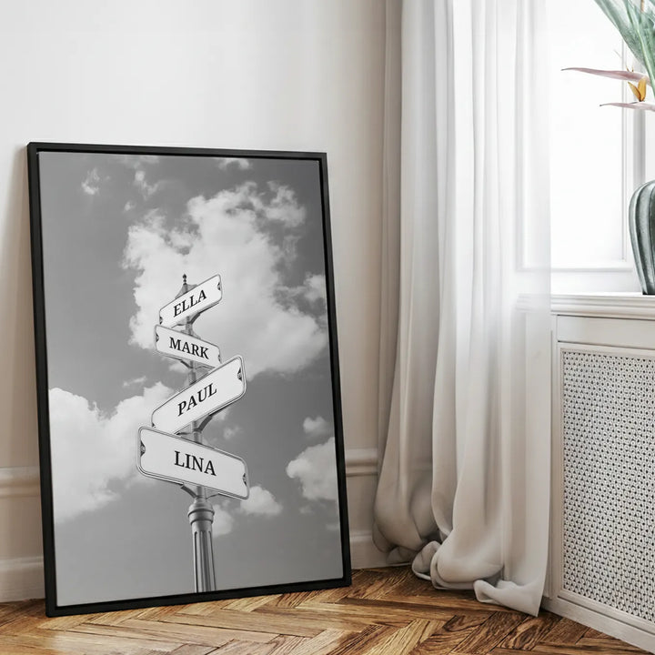 Leinwand ''Vintage Straßenschild für Familien''