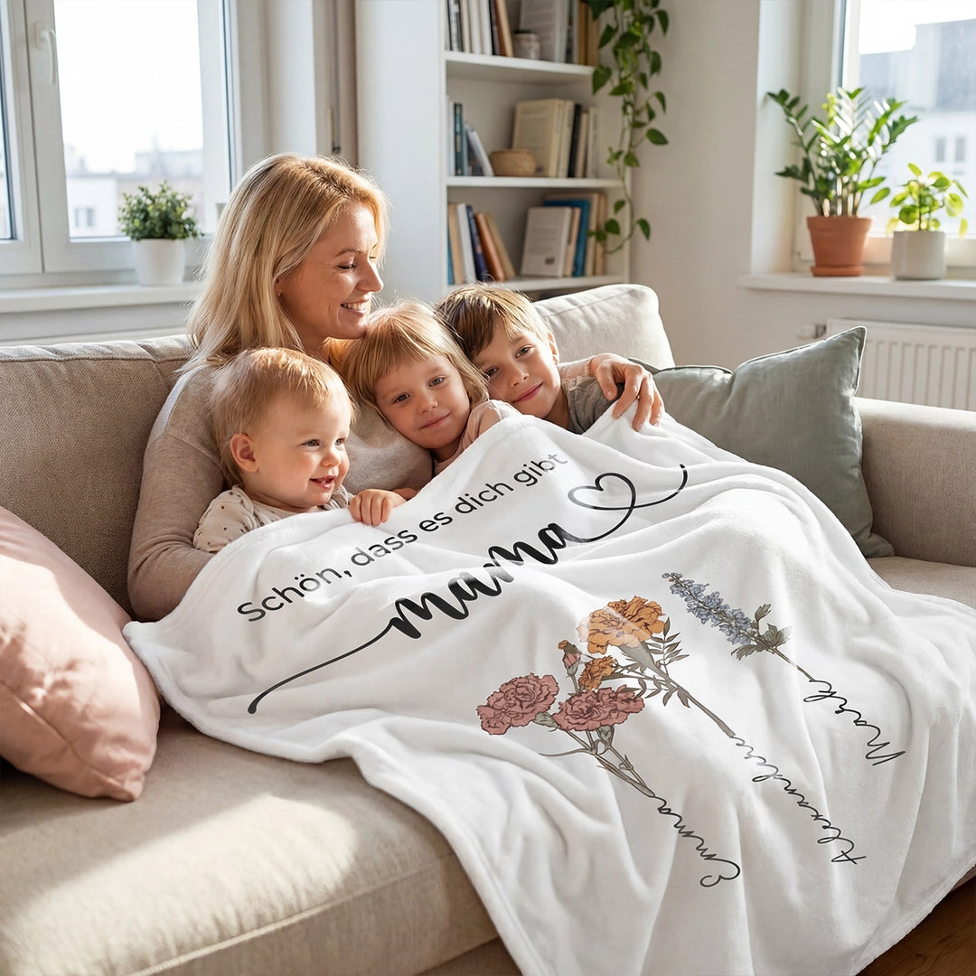 Personalisierte Decke "Blumen für Mama"
