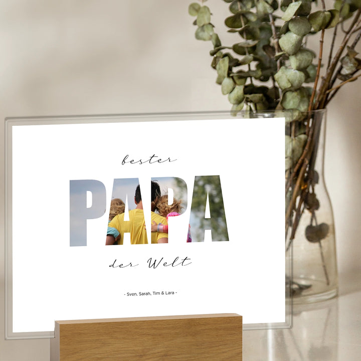 Personalisiertes Acryl-Glas "Papa Wort" mit Foto