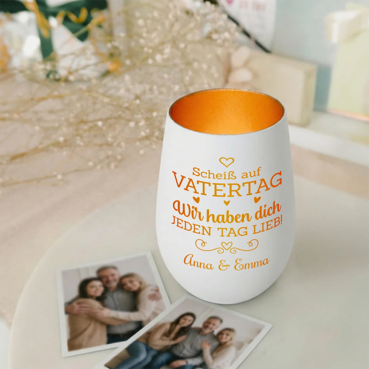 Personalisiertes Windlicht "Scheiß auf Vatertag”