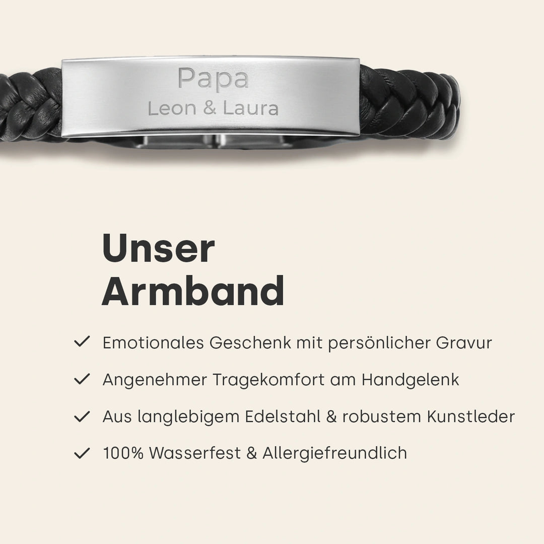 Personalisiertes Lederarmband "Papa"