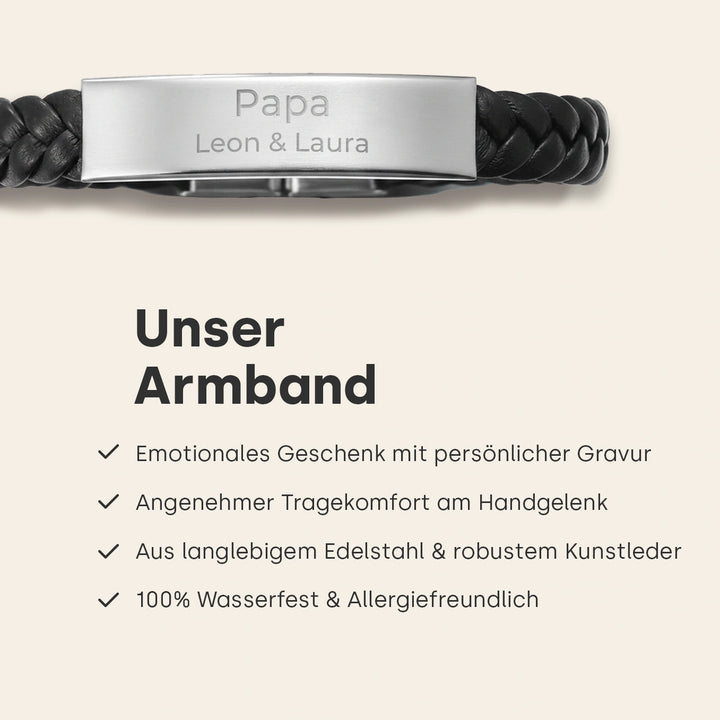Personalisiertes Lederarmband "Papa"