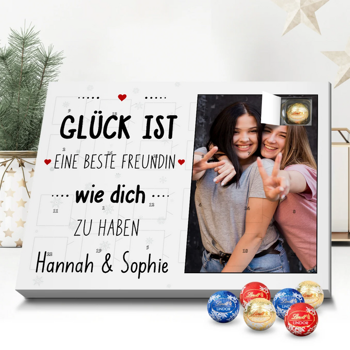 Personalisierter Adventskalender mit Lindor Kugeln "Beste Freundin"