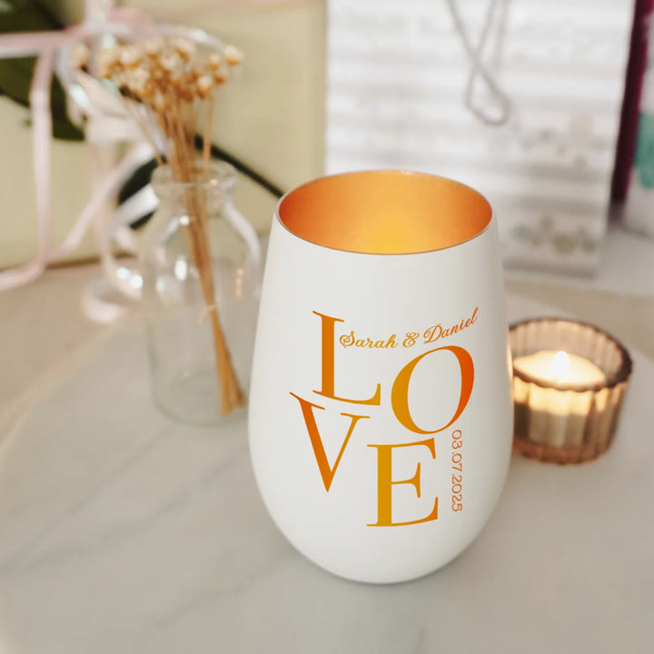 Personalisiertes Windlicht Weiß "Love"