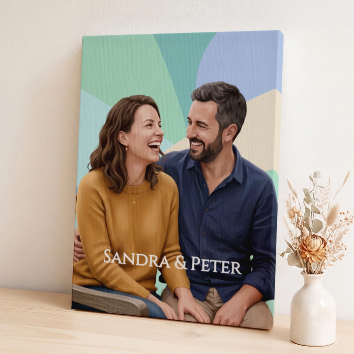Personalisierte Leinwand "Wasserfarben Couple"
