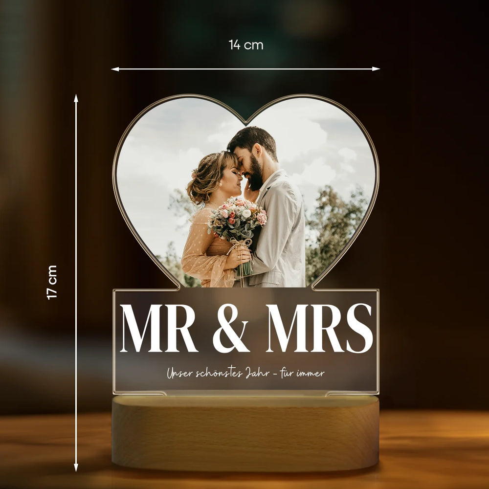 Pesonalisiertes Acryl-Licht "Mr & Mrs" | Nachtlicht, Dekolicht, Glowlight