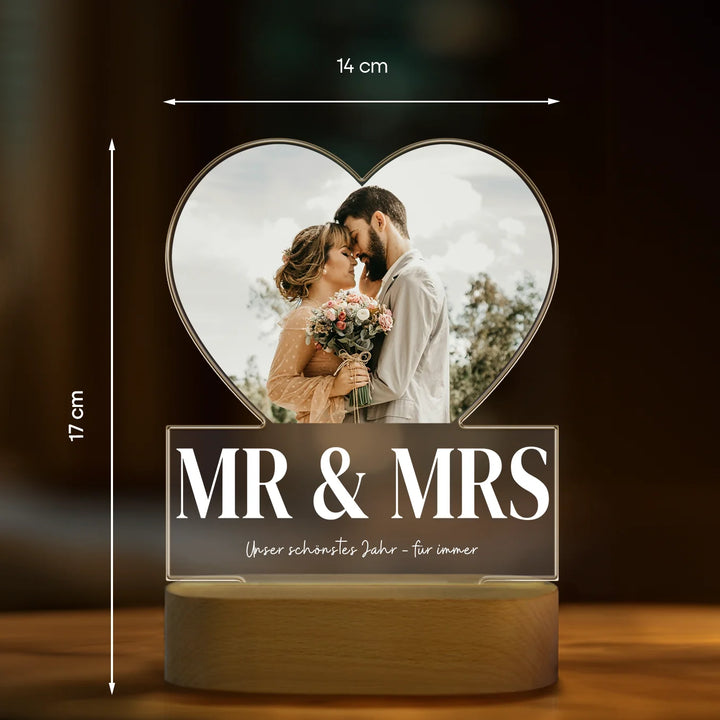 Pesonalisiertes Acryl-Licht "Mr & Mrs" | Nachtlicht, Dekolicht, Glowlight