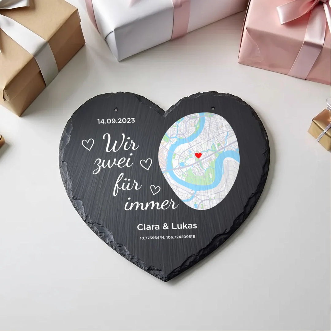 Personalisierte Schieferplatte "Wo alles begann"