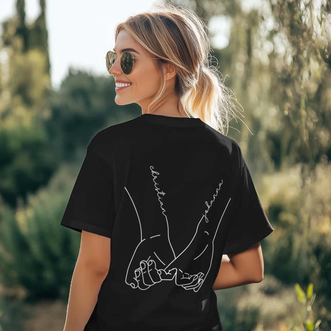 Personalisierte Partnerlook Oversized T-Shirts "Hände"