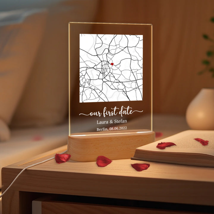 Personalisiertes Acryl-Licht "Herzensort" | Nachtlicht, Dekolicht, Glowlight