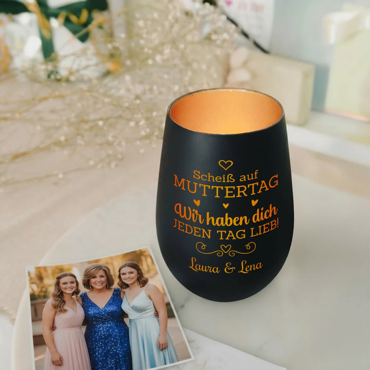 Personalisiertes Windlicht “Scheiss auf Muttertag”