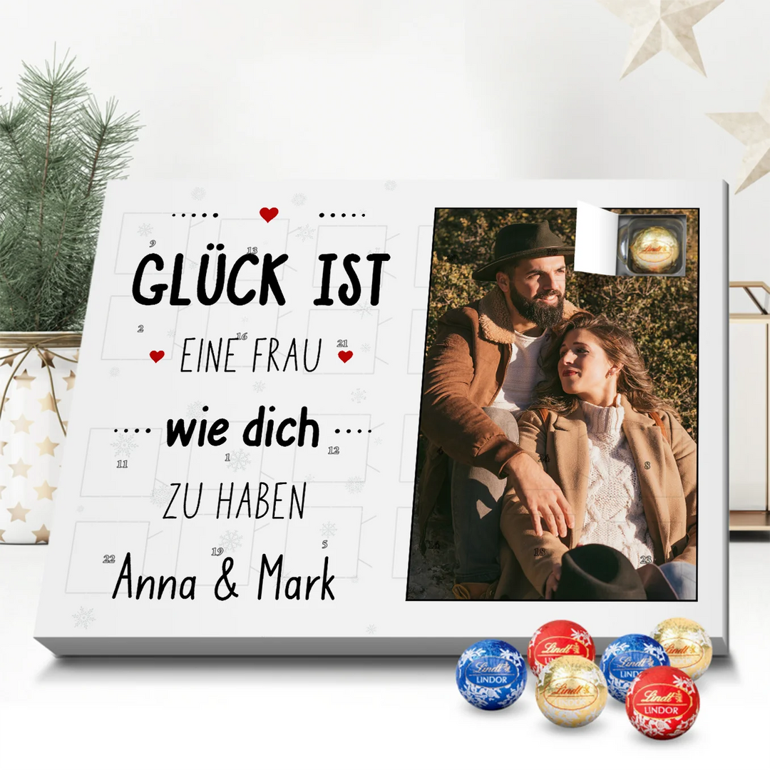 Personalisierter Adventskalender mit Lindor Kugeln "Partnerin"