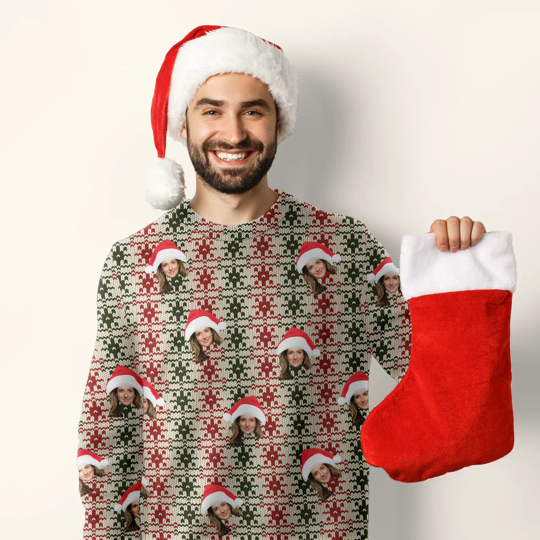 Personalisierter Ugly Christmas Sweater "Strickmuster"