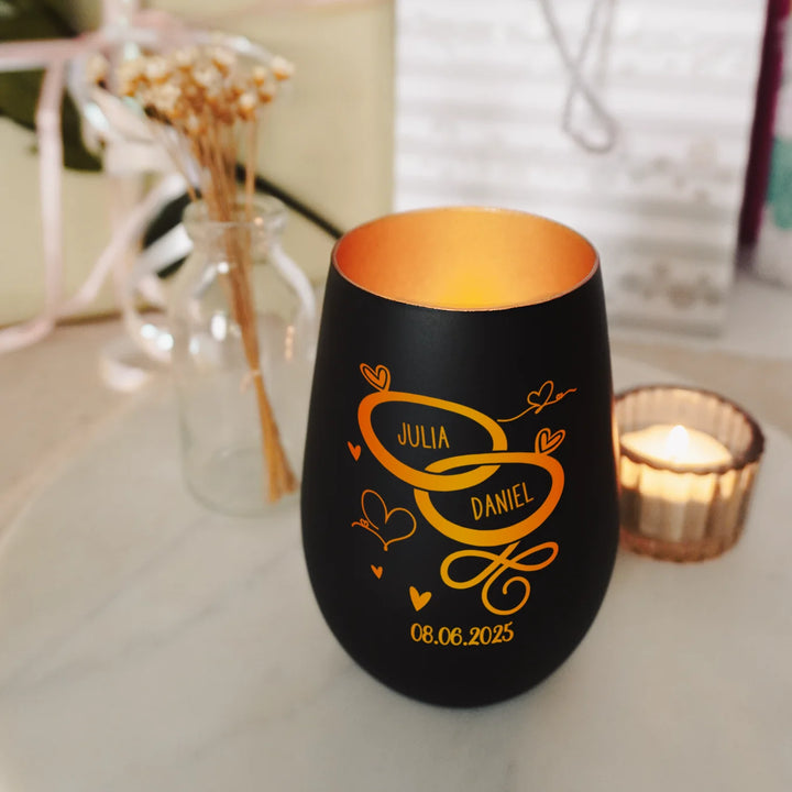 Personalisiertes Windlicht "Ringe"