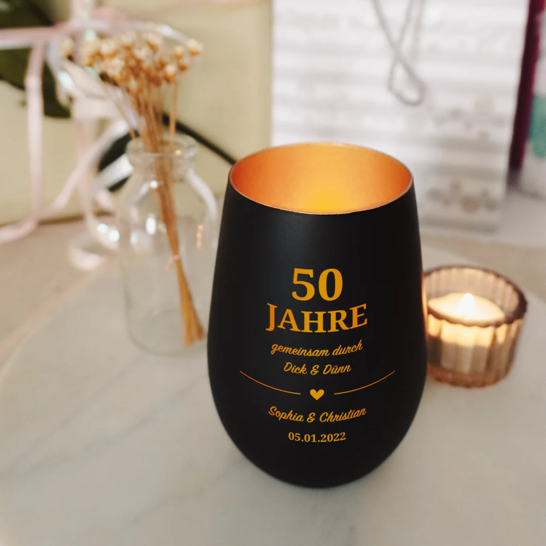 Personalisiertes Windlicht "Goldene Hochzeit"