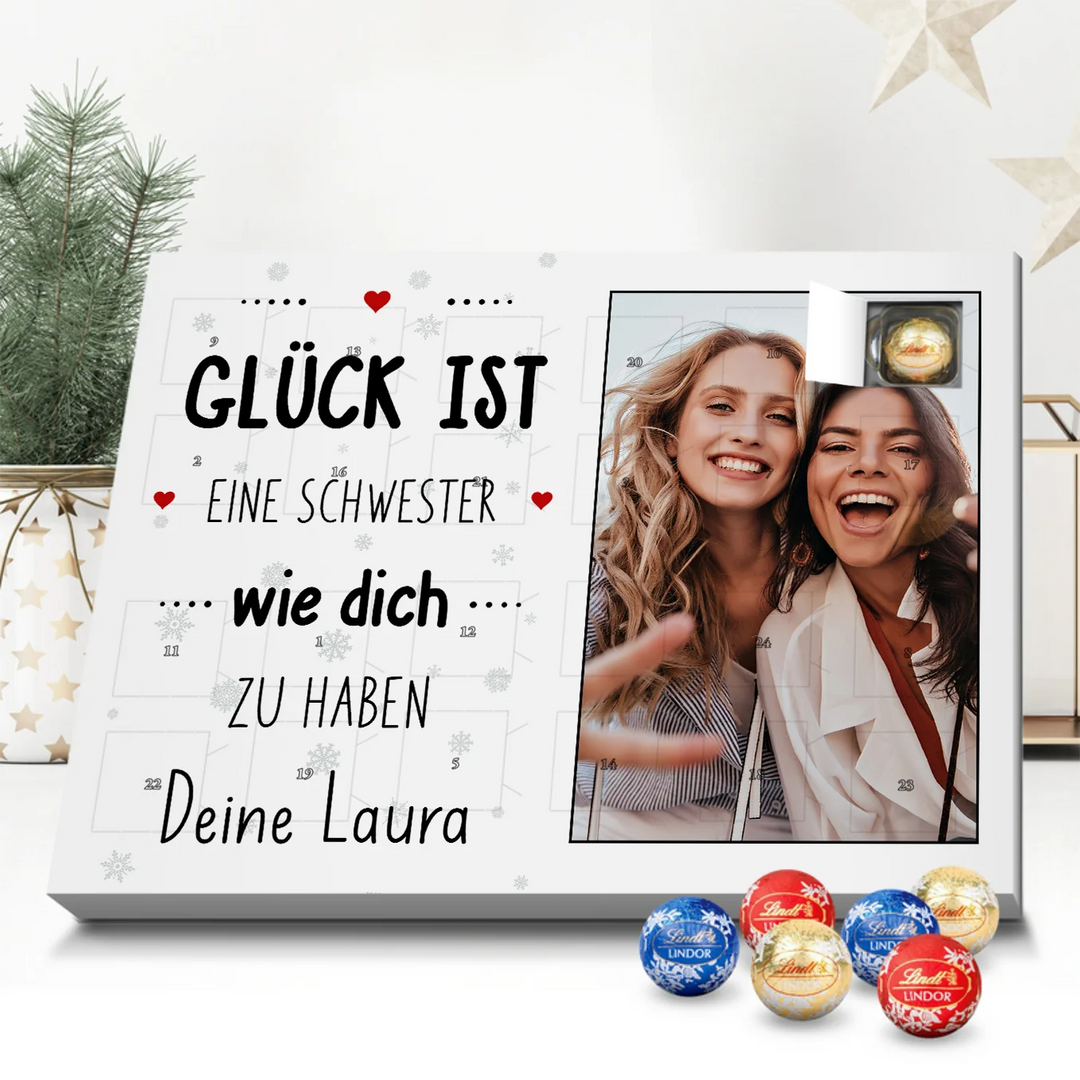 Personalisierter Lindor Adventskalender "Schwester"