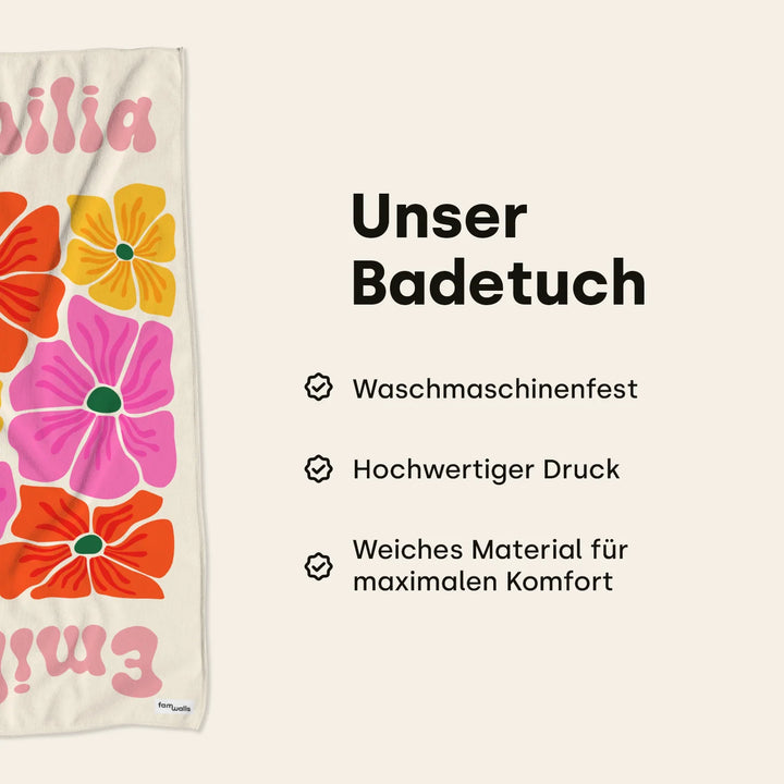 Personalisiertes Badehandtuch "Blumen"
