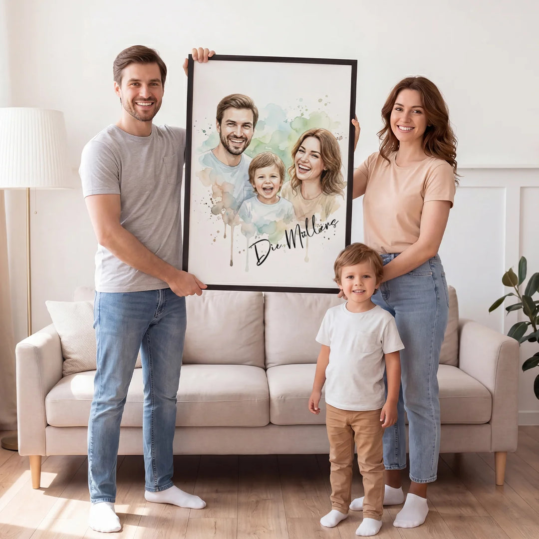 Personalisiertes Poster Familie "Wasserfarben"