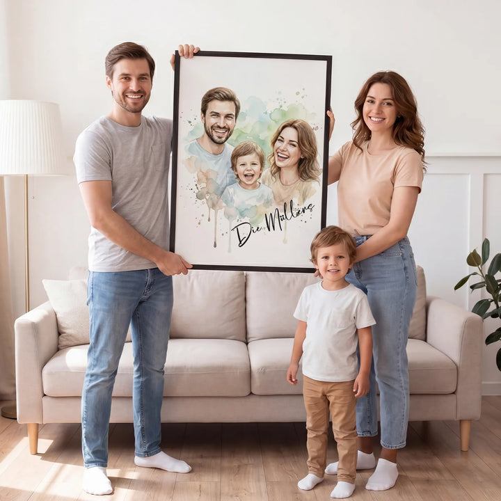 Personalisiertes Poster Familie "Wasserfarben"